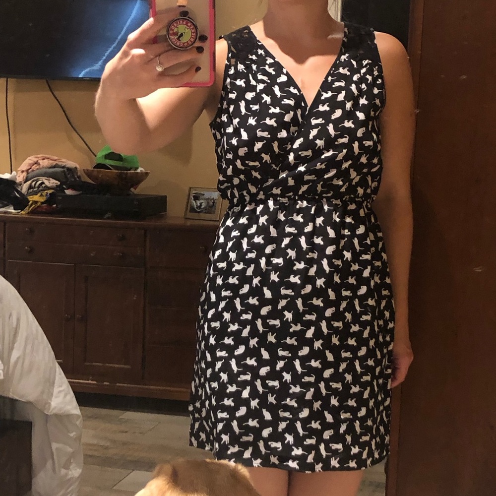 Dress- Black and White Cat Patterns- Size Small - Picture 2 of 5
